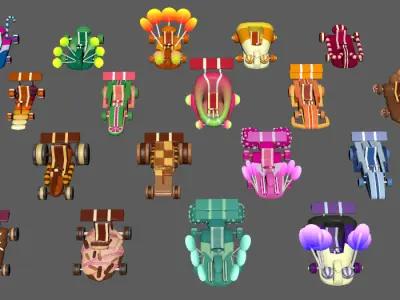 Stylish candy cookies for cars Low-poly 3D model