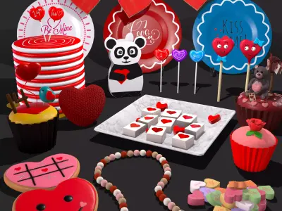 Valentines Decorations Version Three 3D Model Collection