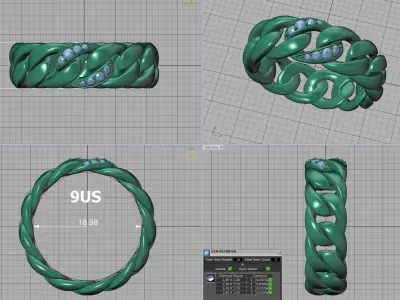 CUBAN LINK RING Chain Ring 9US Size 3dmodel 3D print model 3D print model