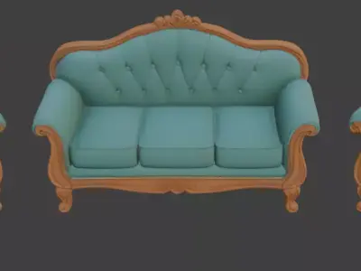 Cartoon style sofa set 3D model buy