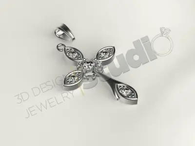 Luxury Cross with stones 3d model print 3D print model