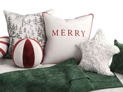 Decorative set of Christmas pillows for the windows 3D model