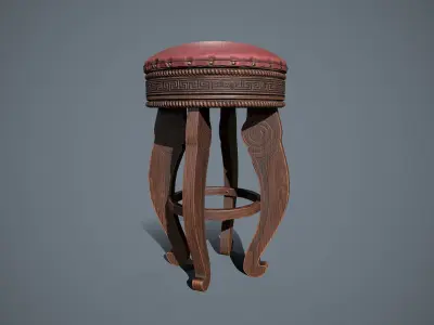 Leather stool Free low-poly 3D model