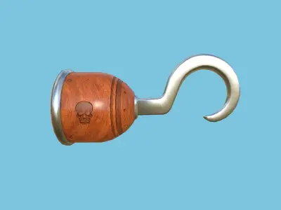 Pirate Hook A1 - Wooden Luxury - Character Design Fashion Low-poly 3D model