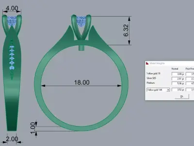 Elegant Diamond Ring Jewelry Gold 3D print model buy