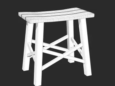 Blue Table with Chair Low-poly 3D model