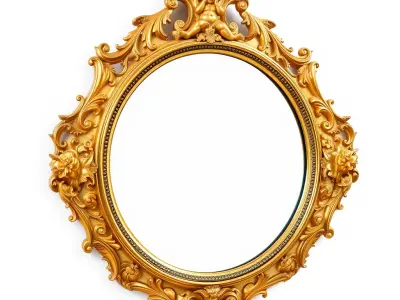 Baroque Ornate Mirror Frame D Model Pack Low-poly 3D model