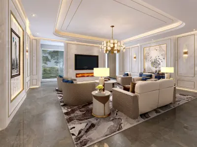 Luxury living room interior 3D model