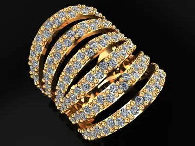 Women Ring 72 low weight long finger diamond women ring 3D print model