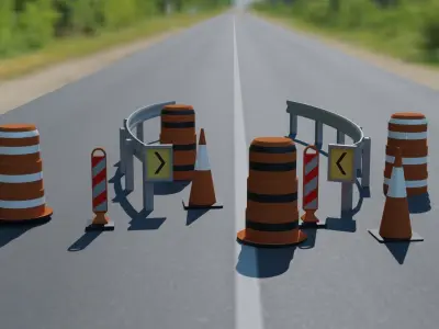 road barriers 3D model Low-poly 3D model