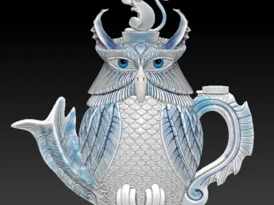 owl-shaped teapot stl ready 3D print model