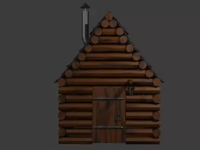 Wooden Cabin Free low-poly 3D model