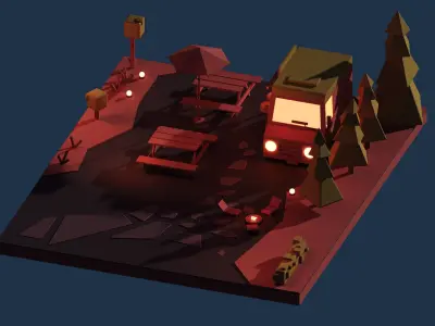 Low poly 3d modular location Set-03 3D model