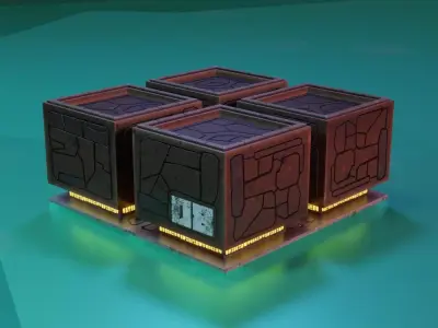 Modular Stylized Cyberpunk Building 6 Free low-poly 3D model
