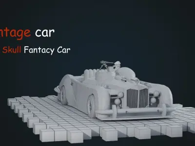 Red Skull Fantacy Vintage Car Low-poly 3D model