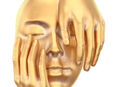 Decorative figurine face with hands 3D print model