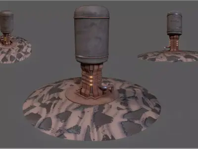 Rusty Sci-Fi Post-Apocalypse Pump Low-poly 3D model