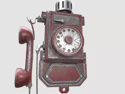 Red Dirty Phone Low-poly 3D model