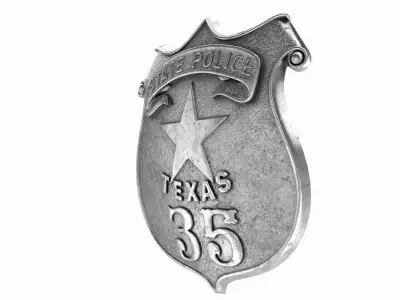 Old Texas Police badge 3D model