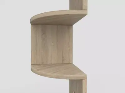 Wooden Corner Wall Shelf Low-poly 3D model