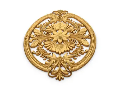 Classic oval carved decor ornament 01  3D model