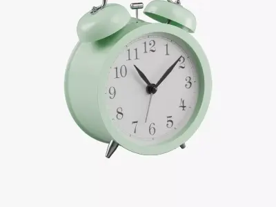 Retro alarm clock Green Low-poly 3D model