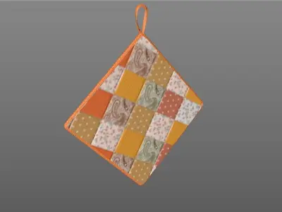 Potholder orange with patchwork pattern Free 3D model