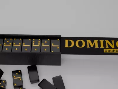 Black and Gold DOMINO SET Low-poly 3D model