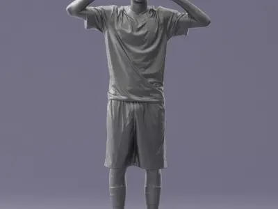 000317 Male Soccer Player with Hands by Head 1114 3D model