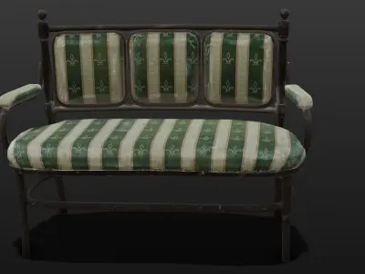 Old Sofa 3D Model  Low-poly 3D model