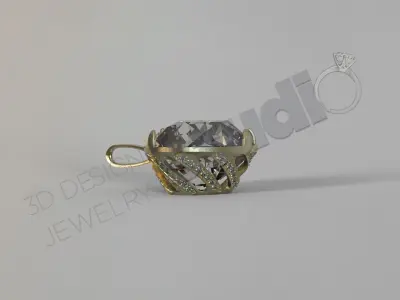 Luxury heart pendant with gems 3d model 3D print model