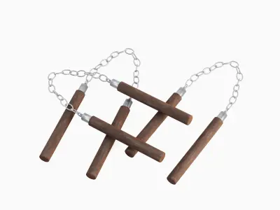 Wooden Nunchaku 03 3D model
