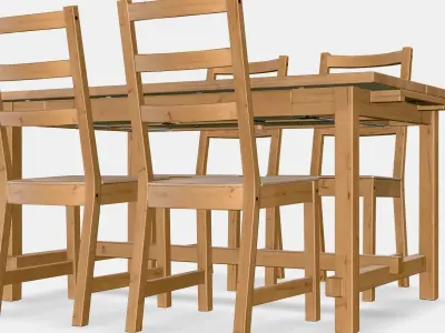 NORDVIKEN - NORDVIKEN table and 4 chairs 1 Low-poly 3D model