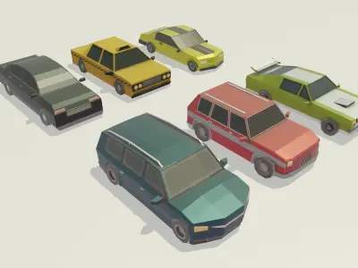 Stylized Lowpoly Car Pack - 3D Model  Low-poly 3D model