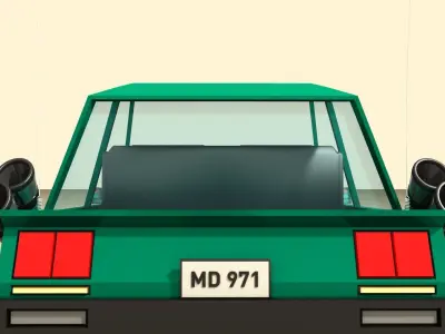 CAR 6 with roof Low-poly 3D model