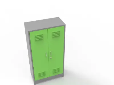 METAL CABINET-DOUBLE LONG-GRAY AND GREEN Low-poly 3D model