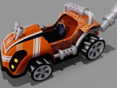 Orange kart Low-poly 3D model