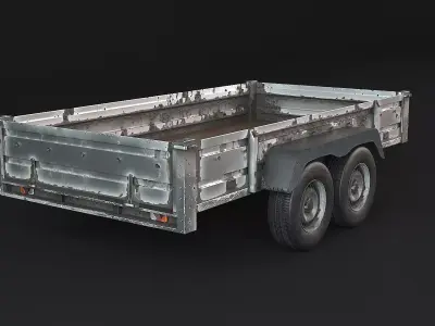 Rusted Cargo Trailer PBR 3D model