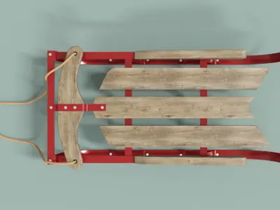 Sled For Christmas Low-poly 3D model