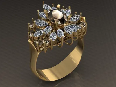 marquise diamond ring 04 3D print model