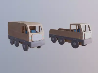 WOODEN TRUCK TOYS BUNDLE - RogueFilmProductions Low-poly 3D model