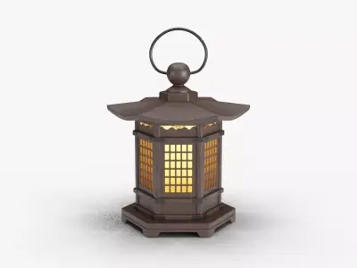 Japanese Style Wood Lantern 3D model