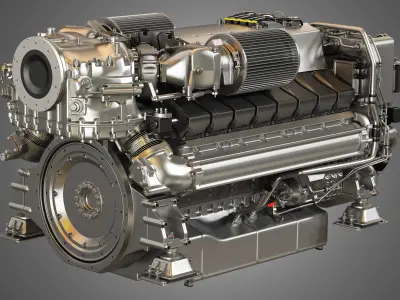  V16 2000 Engine - Yacht Turbo Engine 3D model
