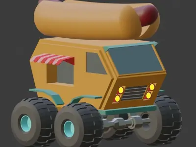 Sausage Car Low-poly 3D model