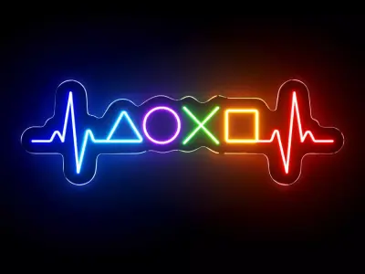 Gamer Heartbeat Neon Sign 3D model