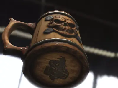 Skull Tankard  Low-poly 3D model