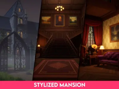 Stylized 3D Victorian Mansion  Low-poly 3D model