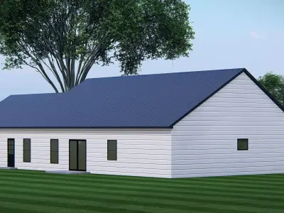 Modern Barndominium House 3D Model with Rustic Metal Siding 3D model