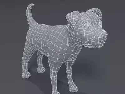 Cartoon Dog Terrier Base Mesh 3D Model Low-poly 3D model