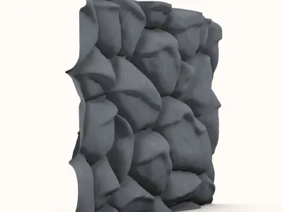Raw Schist Stone Wall Construction 3D model